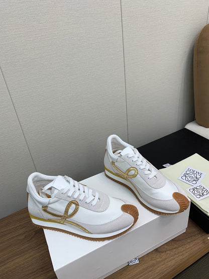 LW FLOW RUNNER SNEAKER WHITE-BROWN SUEDE