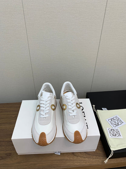 LW FLOW RUNNER SNEAKER WHITE-BROWN SUEDE
