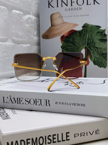 FIRST CRYSTAL SQUARE FRAME SUNGLASSES FE4082US IN METAL
