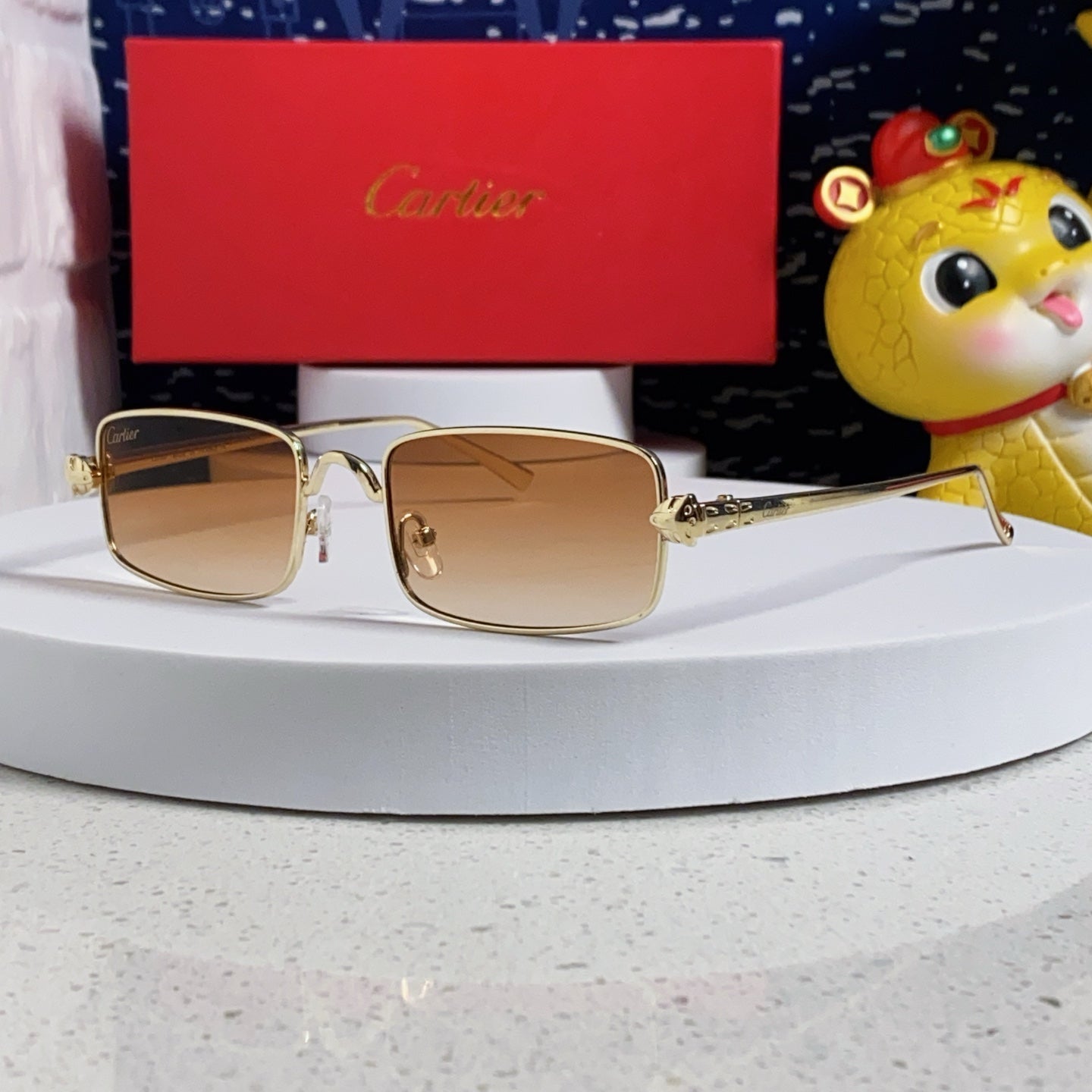 PANTHÈRE RECTANGULAR FRAME SUNGLASSES CT0473S IN METAL