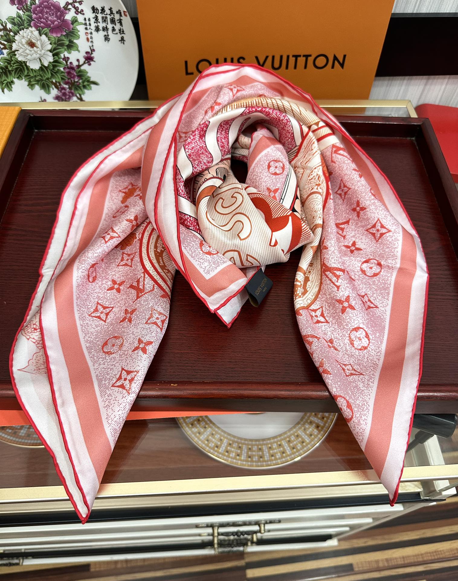 SQUARE SILK SCARF MALLES MERVEILLEUSES 90 CM PINK 399996