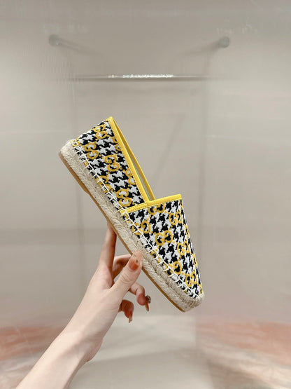 GG ESPADRILLE LOAFER LEMON AND BLACK CANVAS