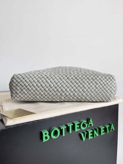 TOSCA SHOULDER BAG 27 IN AGATE GREY LAMBSKIN WITH DALMATA STONE DETAIL
