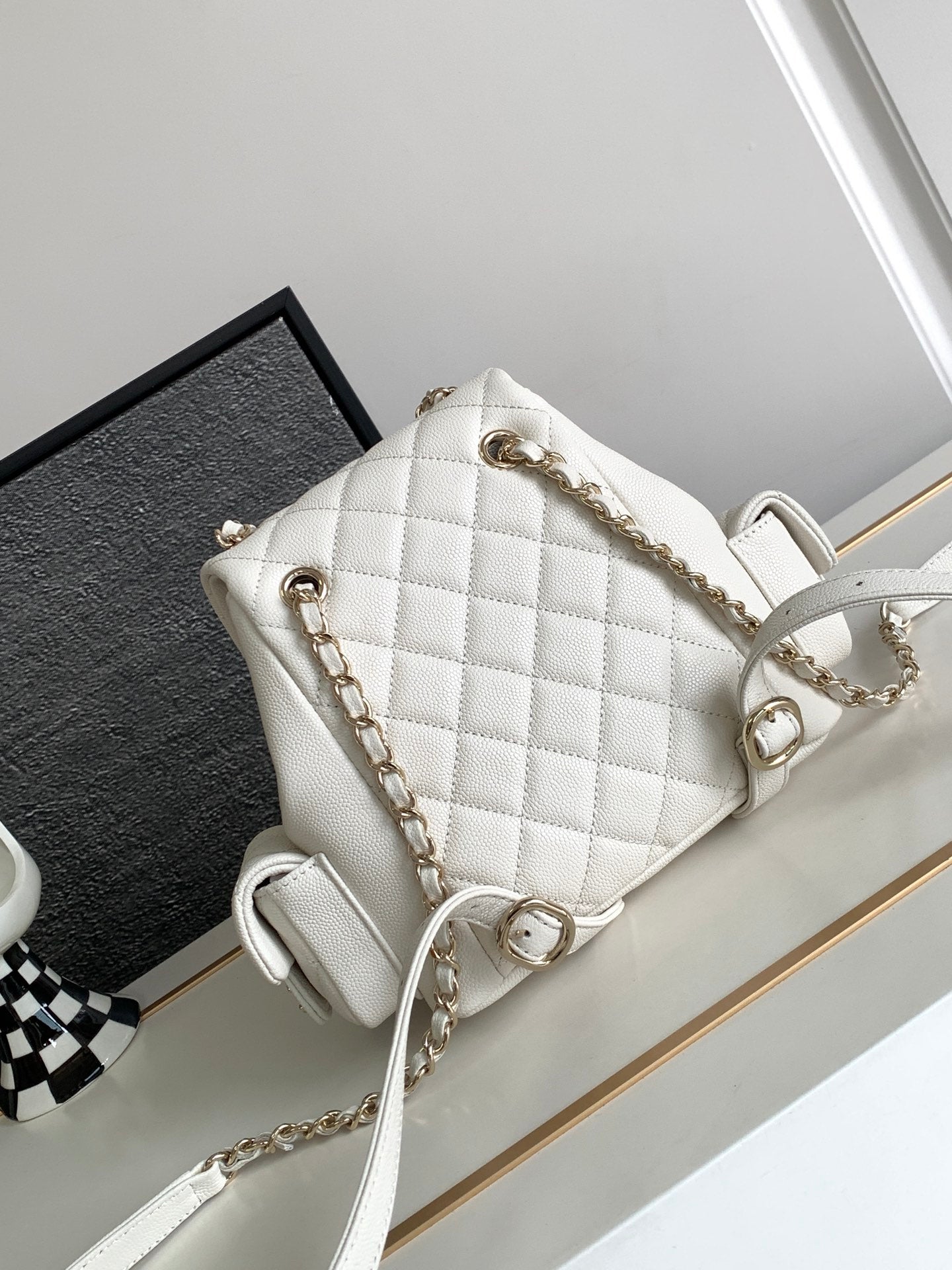 CC DUMA BACKPACK 21 IN WHITE CALFSKIN