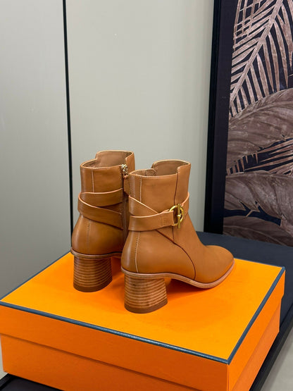 JILL 60 ANKLE BOOT IN BRONZE BROWN CALFSKIN