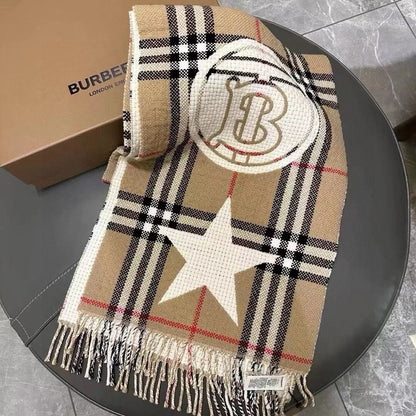 SCARF 205 CM IN CAMEL BEIGE MIX WHITE WOOL AND CASHMERE 408559