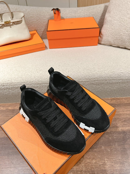 MAINLAND SNEAKER IN BLACK SUEDE AND BREATHABLE MESH FABRIC