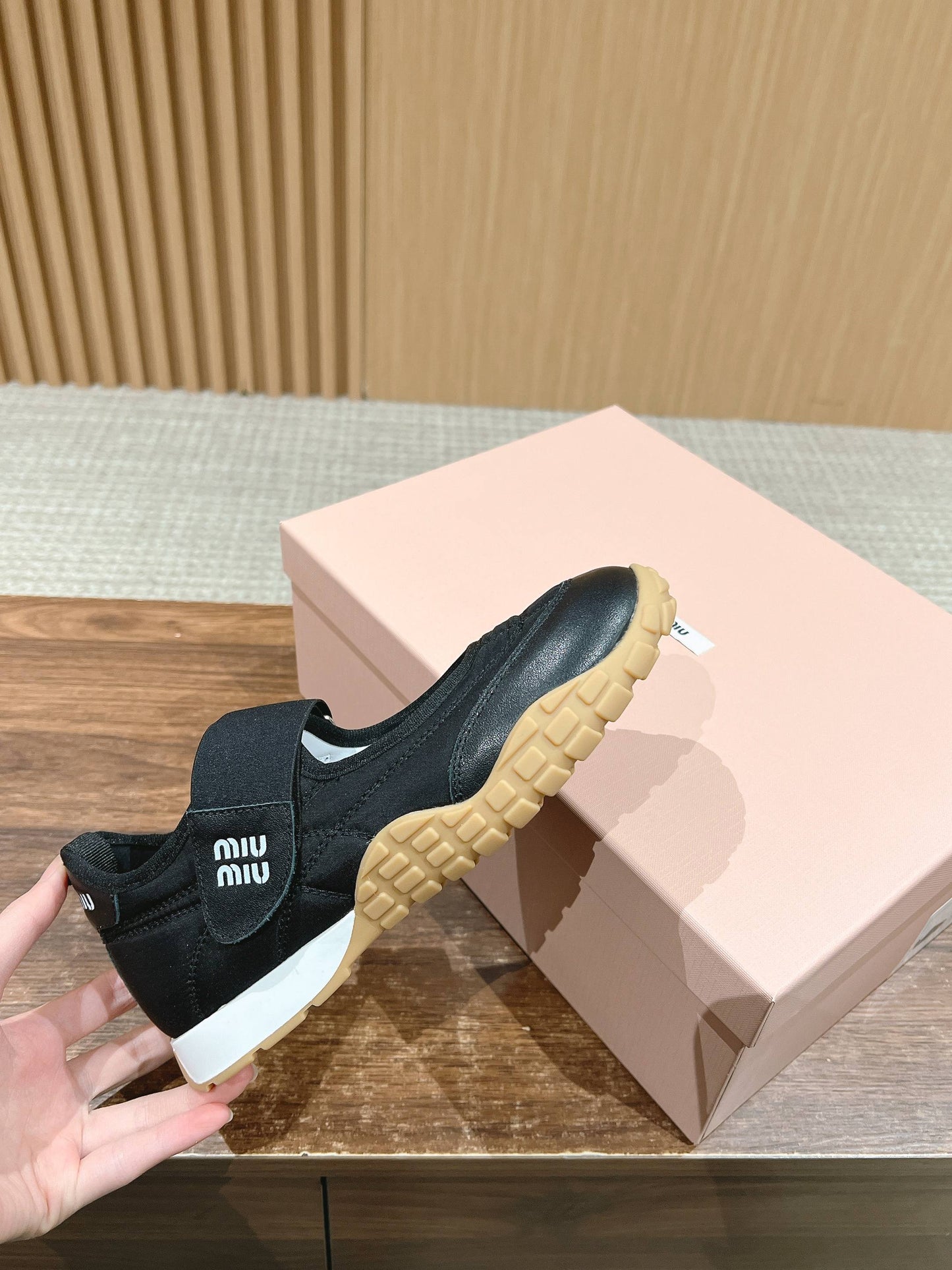 BALLET SHOES IN BLACK LAMBSKIN AND FABRIC ANTI-SLIP RUBBER SOLE