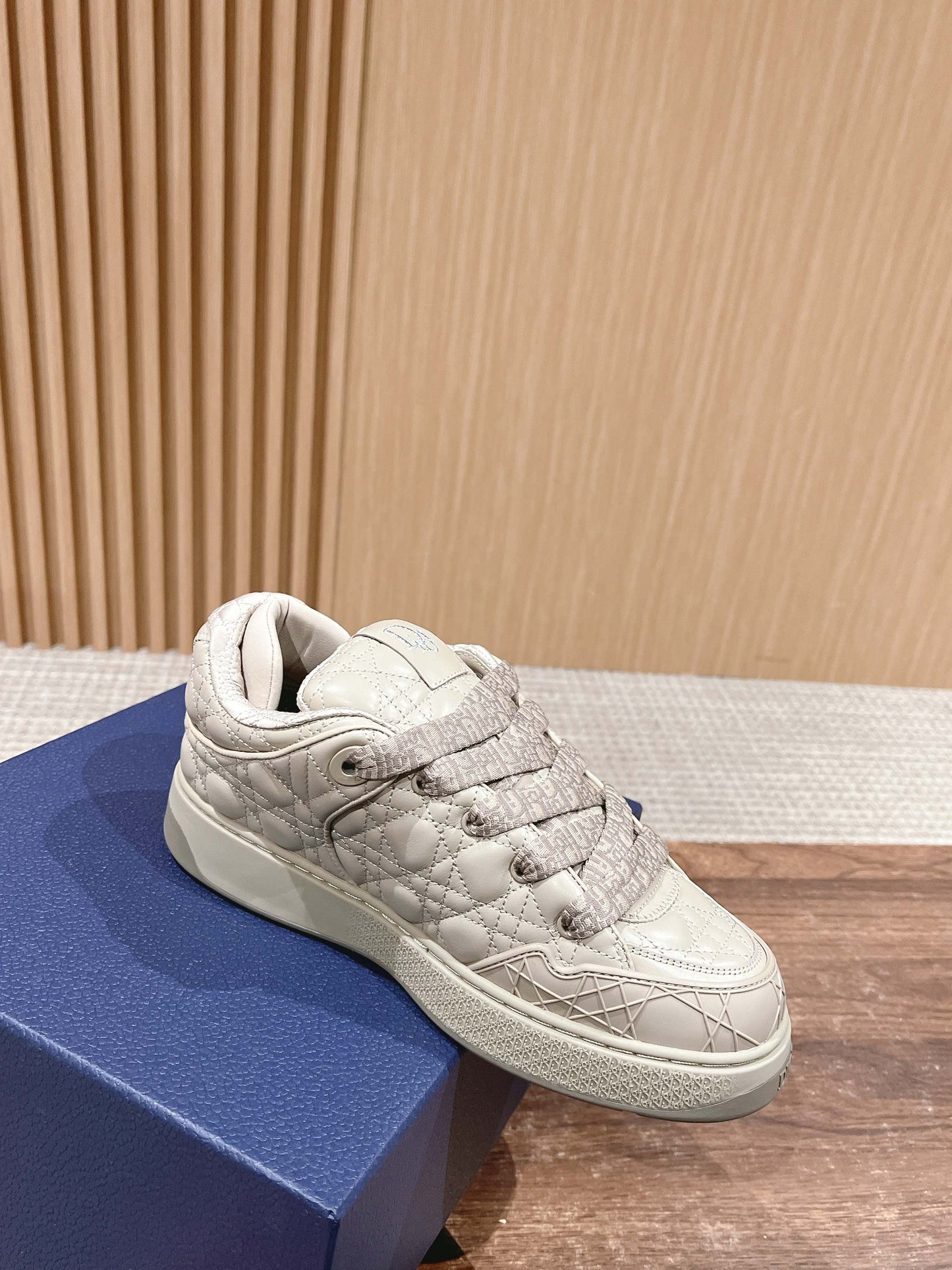 BY ERL B9S SKATER SNEAKER IN PARCHMENT BEIGE CANNAGE LAMBSKIN