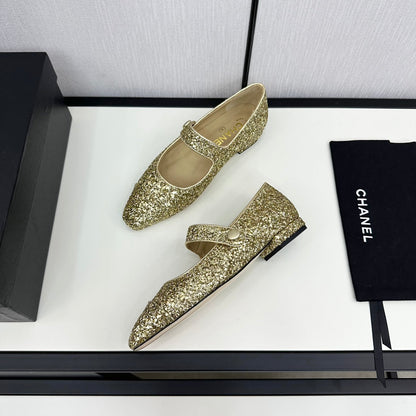 MARY JANE GLITTER GOLDEN CALFSKIN