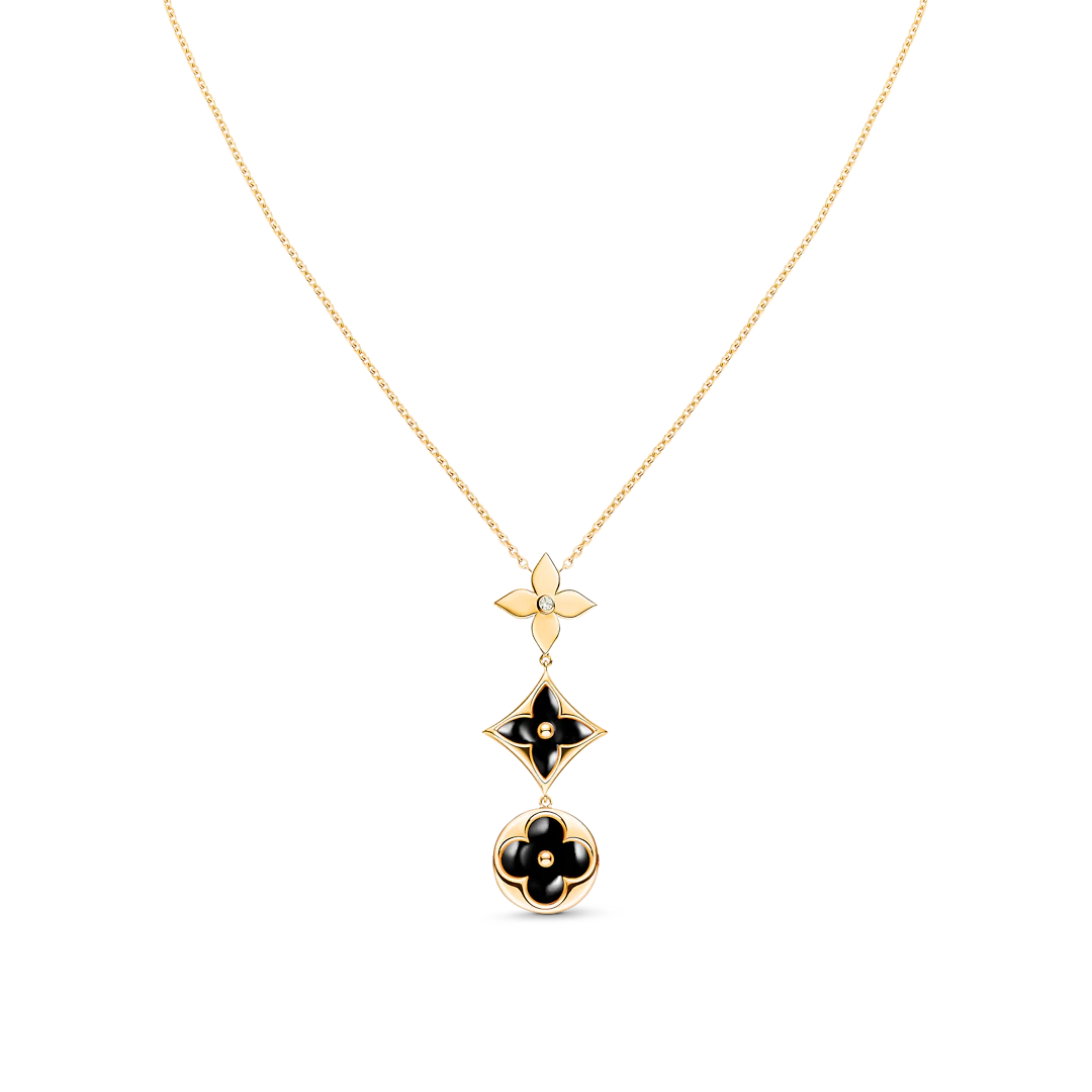 STAR AND SUN ONYX PINK GOLD NECKLACE