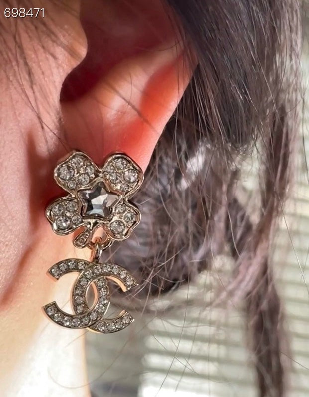 PENDANT EARRINGS CC 25P IN GOLD AND CRYSTAL